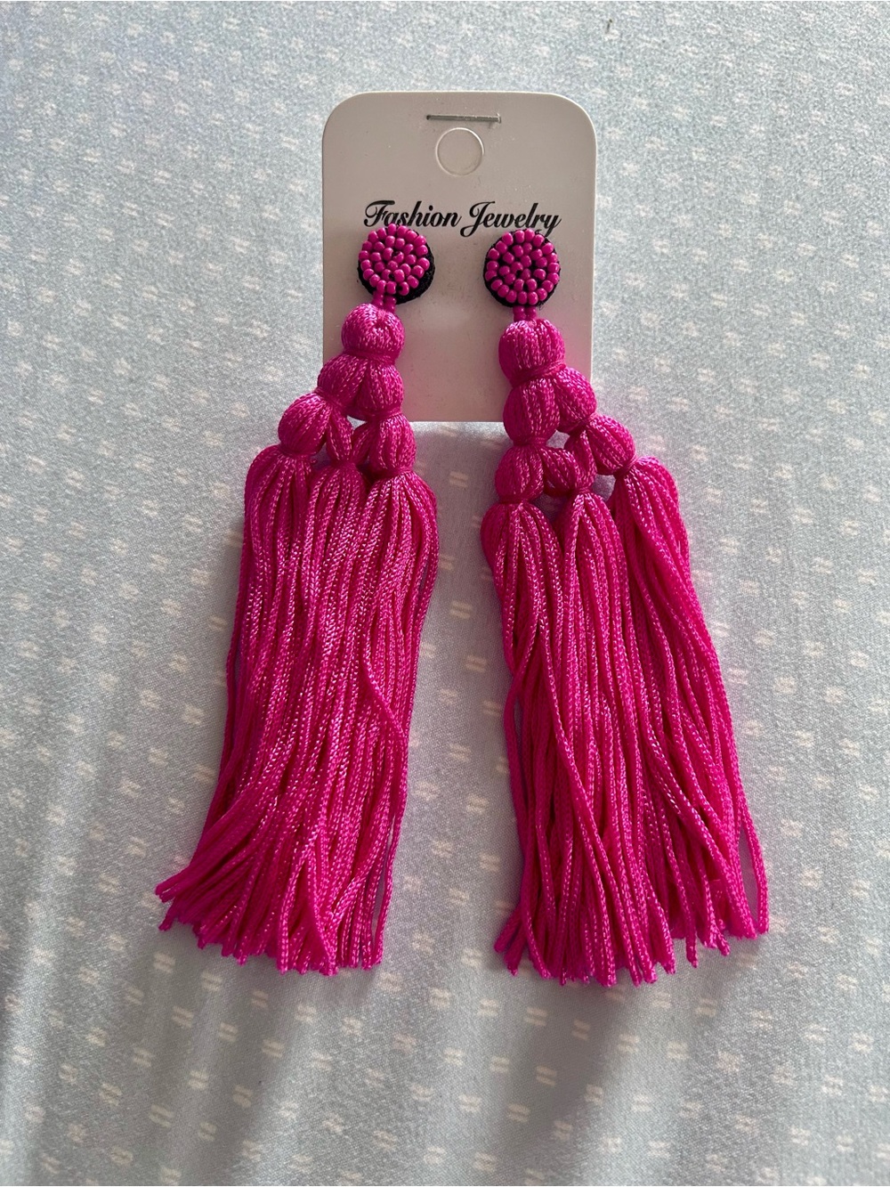 Fashion Jewelry Vibrant Fuchsia Tassel Drop Earrings